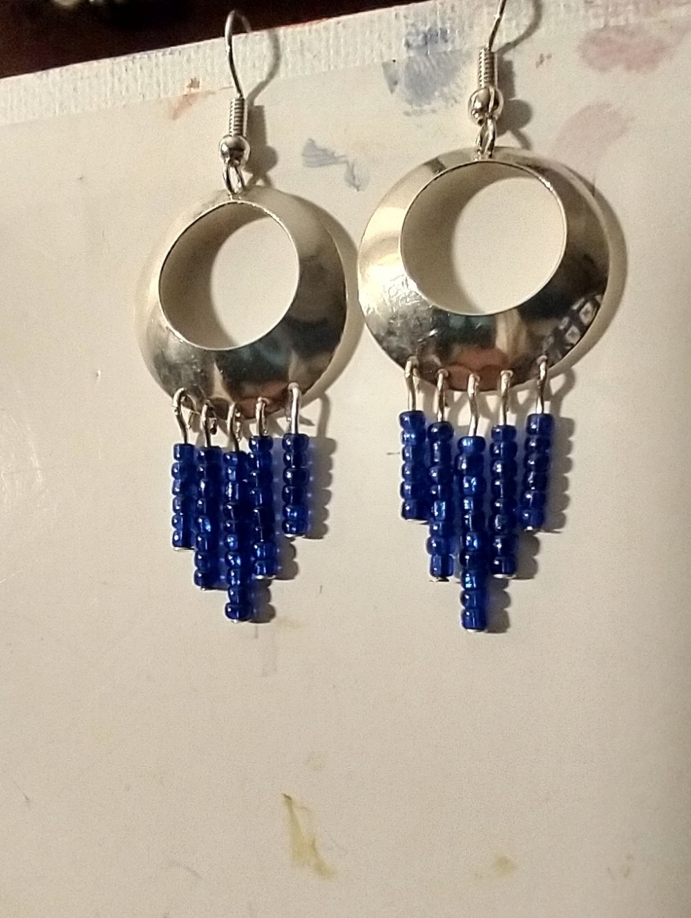 Hand Crafted • Cobalt Blue & Silver Fringe Earrings